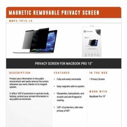 Privacy filter glass for MacBook Pro 15" 2016 onwards from XtremeMac
