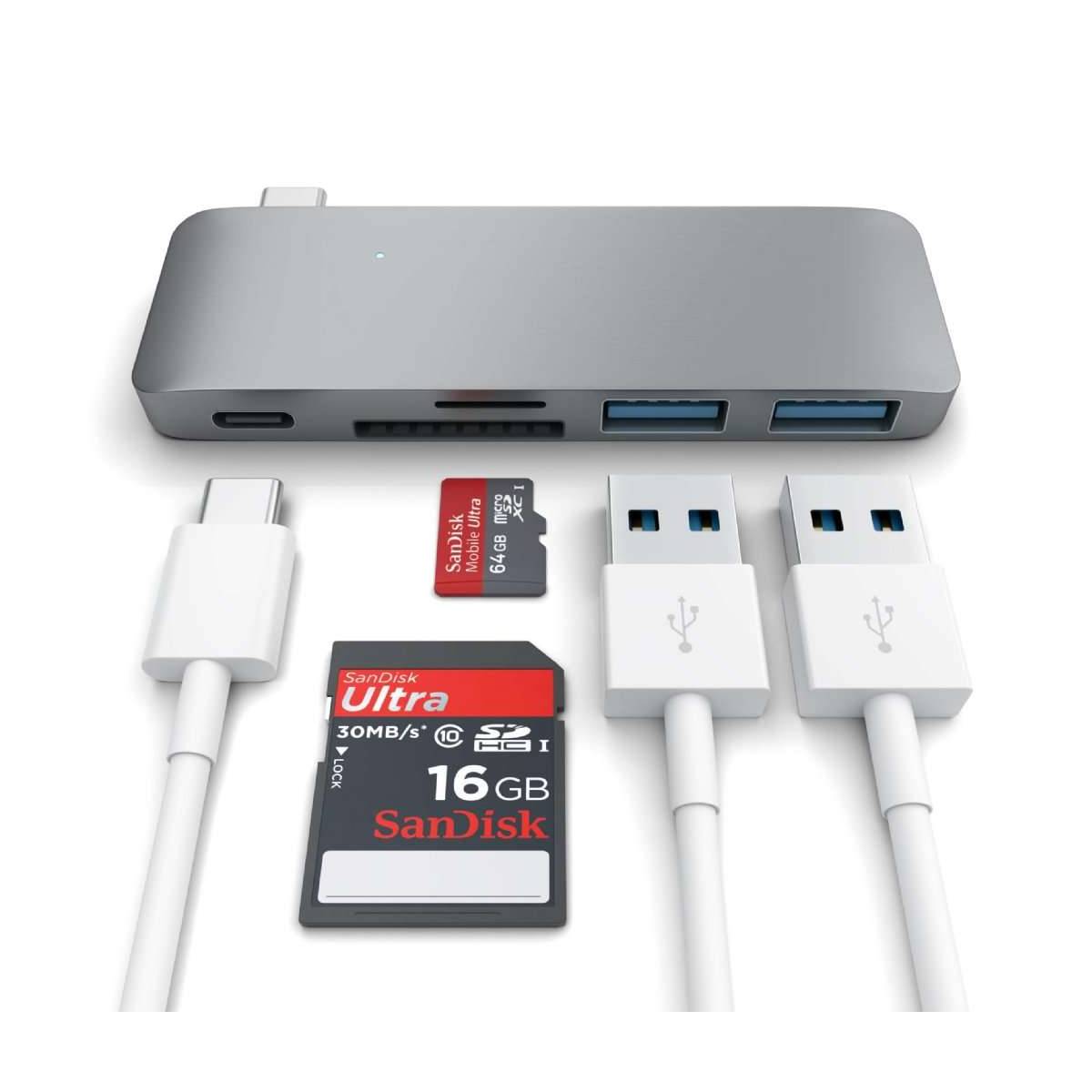 Satechi USB-C USB Hub - 3-in-1 Hub 2xUSB, SD, MicroSD and USB-C 