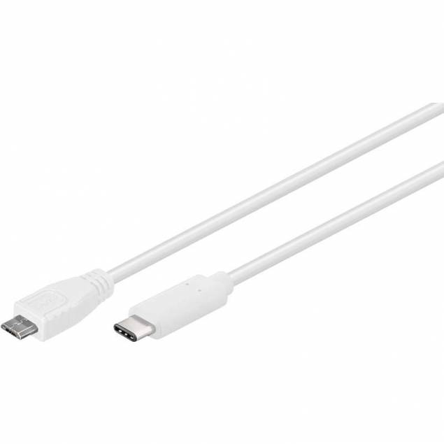 USB-C to MicroUSB cable in white