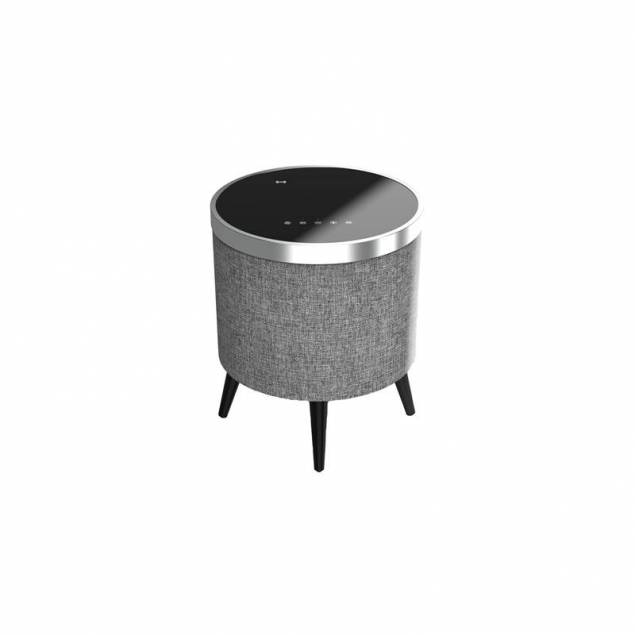 Sinox Bluetooth speaker and black wood table