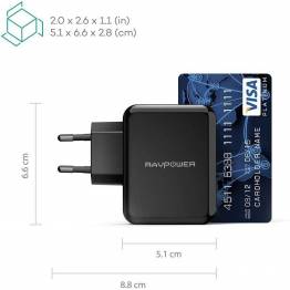  RAVPower 2x USB wall charger 24W Black for iPad and iPhone