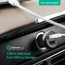  RAVPower 2x USB car charger with up to 30W charging