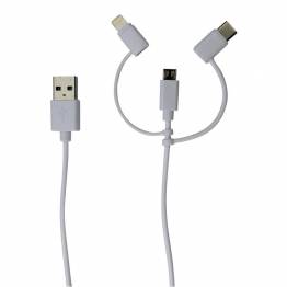 Multi charger cable Lightning, MicroUSB and USB-C in silver Ugreen