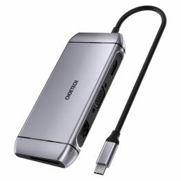 Choetech 9-i-1 4K HDMI, 100W PD og USB 3.0 USB-C Hub, Grå