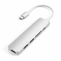 Satechi Slim USB-C MultiPort Adapter V2 med HDMI, USB 3.0, Sølv