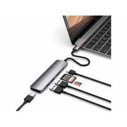  Satechi Slim USB-C MultiPort Adapter V2 m. HDMI, USB 3.0, Space Grey