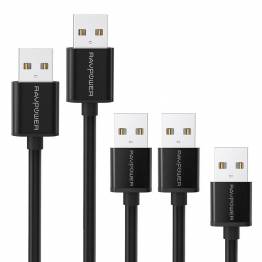 RAVPower 5 x USB 2.0 til Micro USB Cables (0.3 m + 2 x 0.9 m + 1.8 m + 3.0 m)