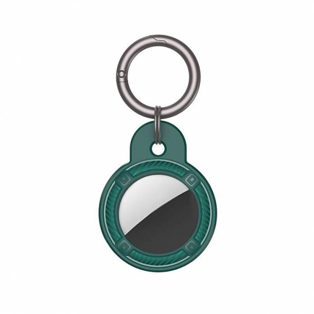 AirTag holder for key ring in carbon fiber reinforced plastic - Green