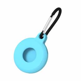 AirTag holder in silicone with carbine - Light blue