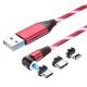 Luminous magnet multi charger cable -Lightning, MicroUSB, USB-C - Red