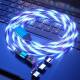 Luminous magnet multi charger cable -Lightning, MicroUSB, USB-C - Blue
