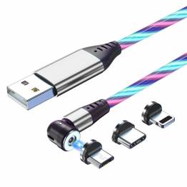  Luminous magnet multi charger cable Lightning,MicroUSB,USB-C -Multicolor