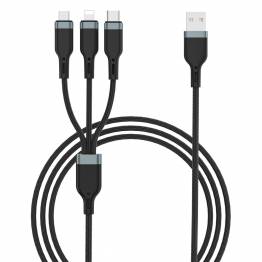 WiWU multi charger and data cable USB to Lightning, MicroUSB and USB-C