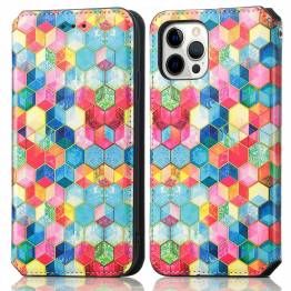  iPhone 13 mini 5.4" cover with RFID card slots and flap - Mosaic