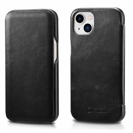 Exclusive iPhone 13 cover with flap in genuine leather iCarer - Black