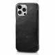 Exclusive iPhone 13 Pro Max cover w flap in genuine leather iCarer - Black