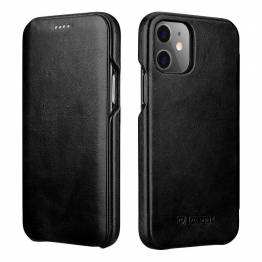 Exclusive iPhone 12/12 Pro cover w flap in genuine leather iCarer - Black