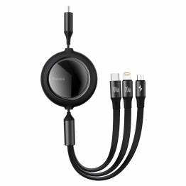Baseus 3-in-1 USB-C cable w extension Lightning, MicroUSB and USB-C - Black