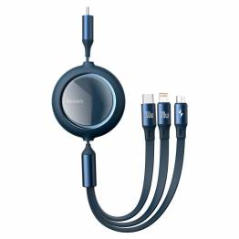 Baseus 3-in-1 USB-C cable w extension Lightning, MicroUSB and USB-C - Blue