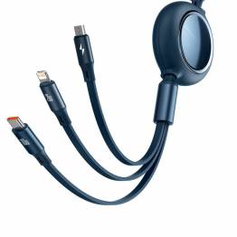 Baseus 3-in-1 USB-C cable w extension Lightning, MicroUSB and USB-C - Blue