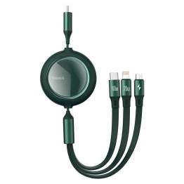 Baseus 3-in-1 USB-C cable w extension Lightning, MicroUSB and USB-C - Green
