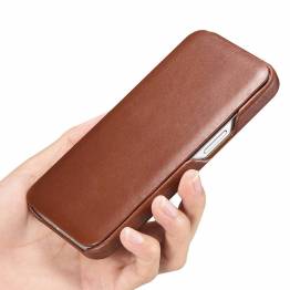 Exclusive iPhone 13 mini cover with flap in genuine leather iCarer - Brown