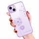 iPhone 13 Pro cover 6.1" transparent with bling and flowers - Purple