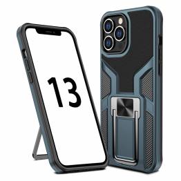 Magnetic iPhone 13 Pro Max craftsman cover 6.7" w kickstand - Black/blue