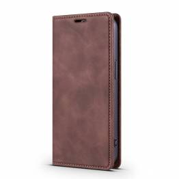  iPhone 13 Pro Max cover w flap, card slots in art leather - Dark brown