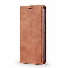  iPhone 13 Pro Max cover w flap, card slots in art leather -Light brown