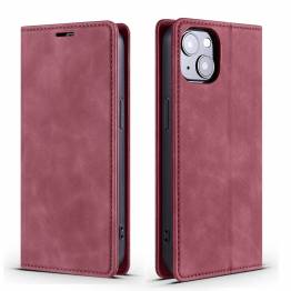 iPhone 13 Pro Max cover w flap, card slots in art leather - Red-brown