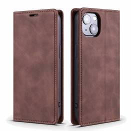 iPhone 13 Pro cover w flap, card slots - artificial leather -Dark brown