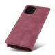 iPhone 13 Pro cover w flap, card slots - artificial leather -Red-brown
