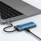 Baseus USB-C 6-in-1 hub, 3xUSB 3.0, HDMI, 100W PD and network - Blue