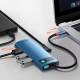 Baseus USB-C 6-in-1 hub, 3xUSB 3.0, HDMI, 100W PD and network - Blue