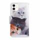 iPhone 11 cover with flap and card slot in artificial leather - Cats