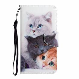  iPhone 12/12 Pro cover w flap and card slot in artificial leather - Cats