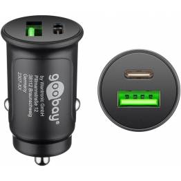 Goobay powerful dual car charger USB-A and USB-C PD - 27W