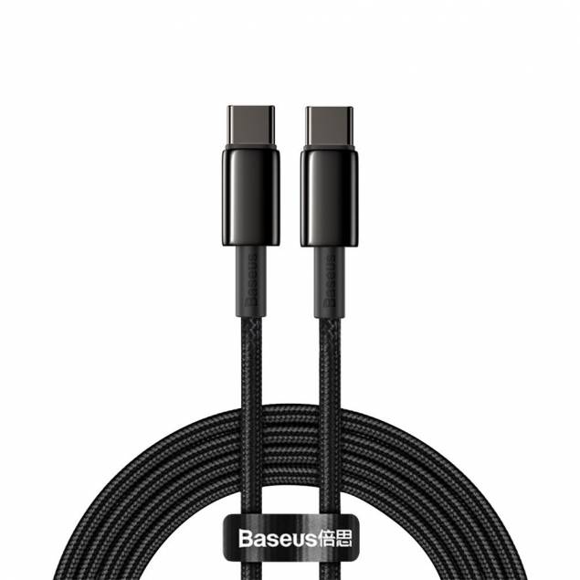 Baseus Tungsten Gold hardened woven USB-C cable - 100W - 2m - Black