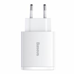  Baseus 3-port charger - 2xUSB and 1xUSB-C - 30W - White