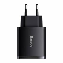  Baseus 3-port charger - 2xUSB and 1xUSB-C - 30W - Black