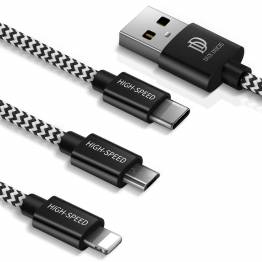  DUX DUCIS multi charger cable USB for Lightning, MicroUSB and USB-C