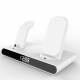 Slim 3-in-1 charger for iPhone, AirPods and Watch w clock/alarm - White