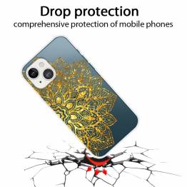  Protective iPhone 13 cover - Transparent with gold flower