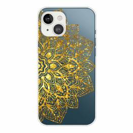 Protective iPhone 13 mini cover - Transparent with gold flower