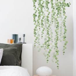  Green red vein hanging plant wall sticker