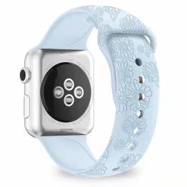 Apple Watch strap in silicone with sunflowers 38/40/41mm - Sky blue