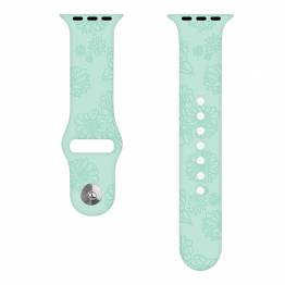  Apple Watch strap in silicone with sunflowers 38/40/41mm - Mint green