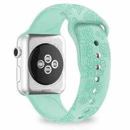 Apple Watch strap in silicone with sunflowers 38/40/41mm - Mint green