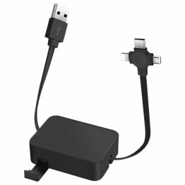 3-in-1 charger cable w mobile holder and extension - 40-100cm - Black